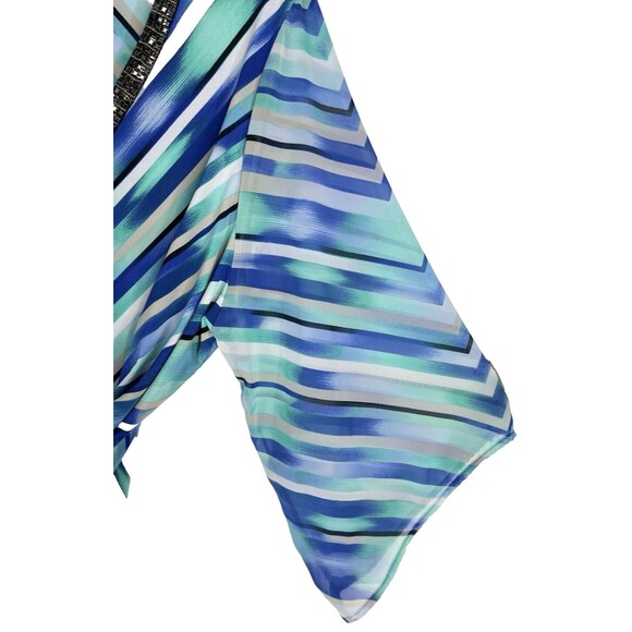 JM Collection Women's 3X Blue Tunic Blouse Chiffon Beaded V Neck Evening Out - Picture 7 of 9